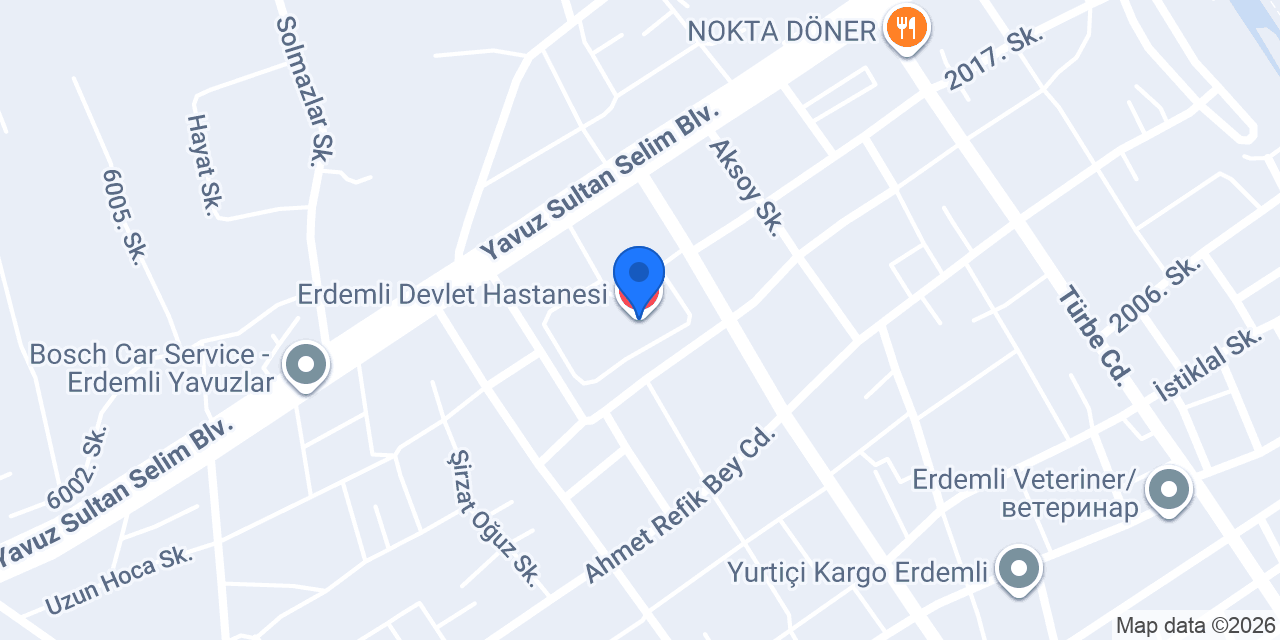 Erdemli Devlet Hastanesi konumu