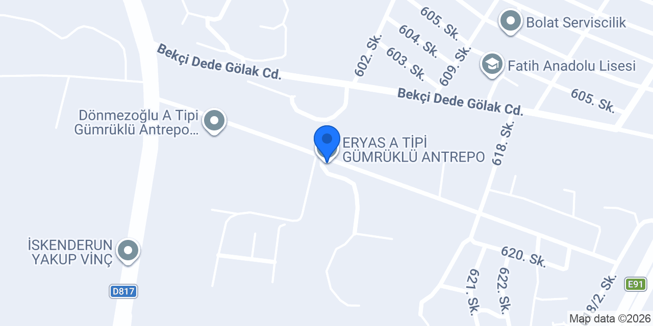 ERYAS A TİPİ GÜMRÜKLÜ ANTREPO konumu