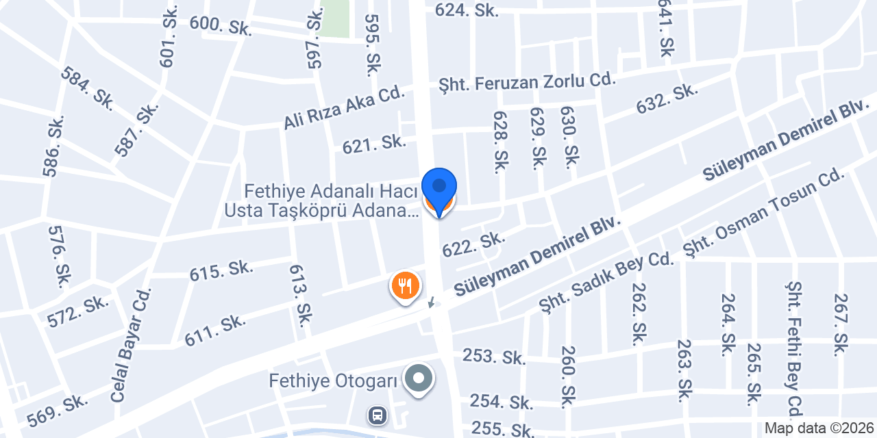 Fethiye Adanalı Hacı Usta Taşköprü Adana Kebap, Pide & Lahmacun konumu