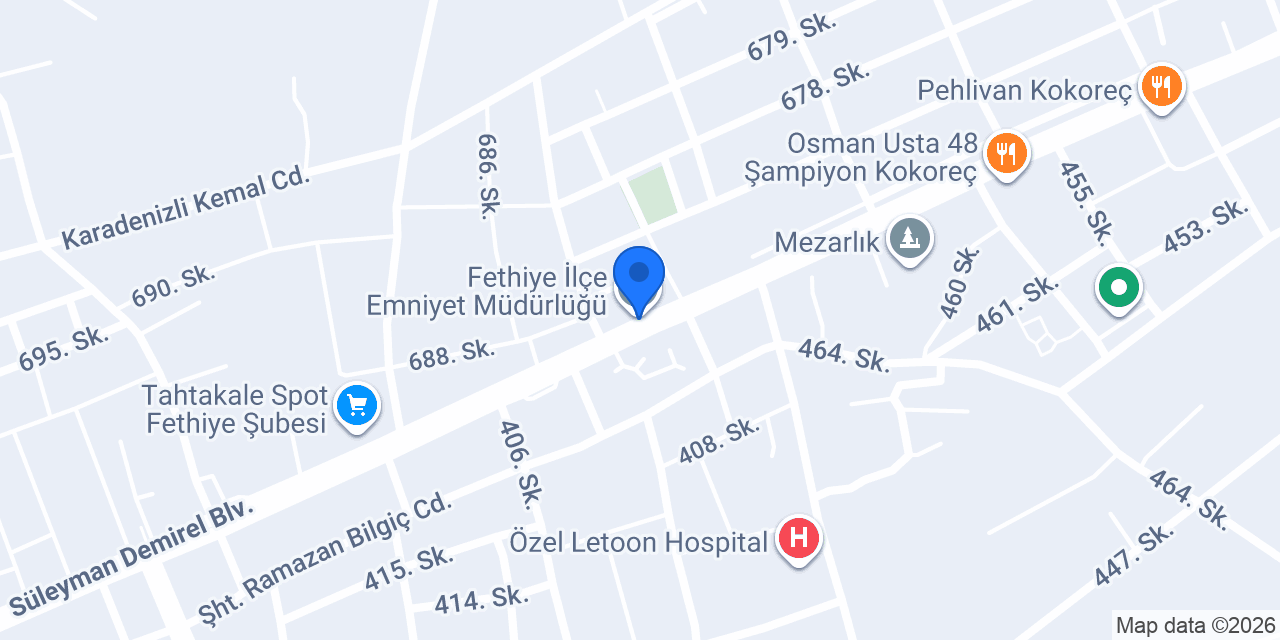 Fethiye İlçe Emniyet Müdürlüğü konumu