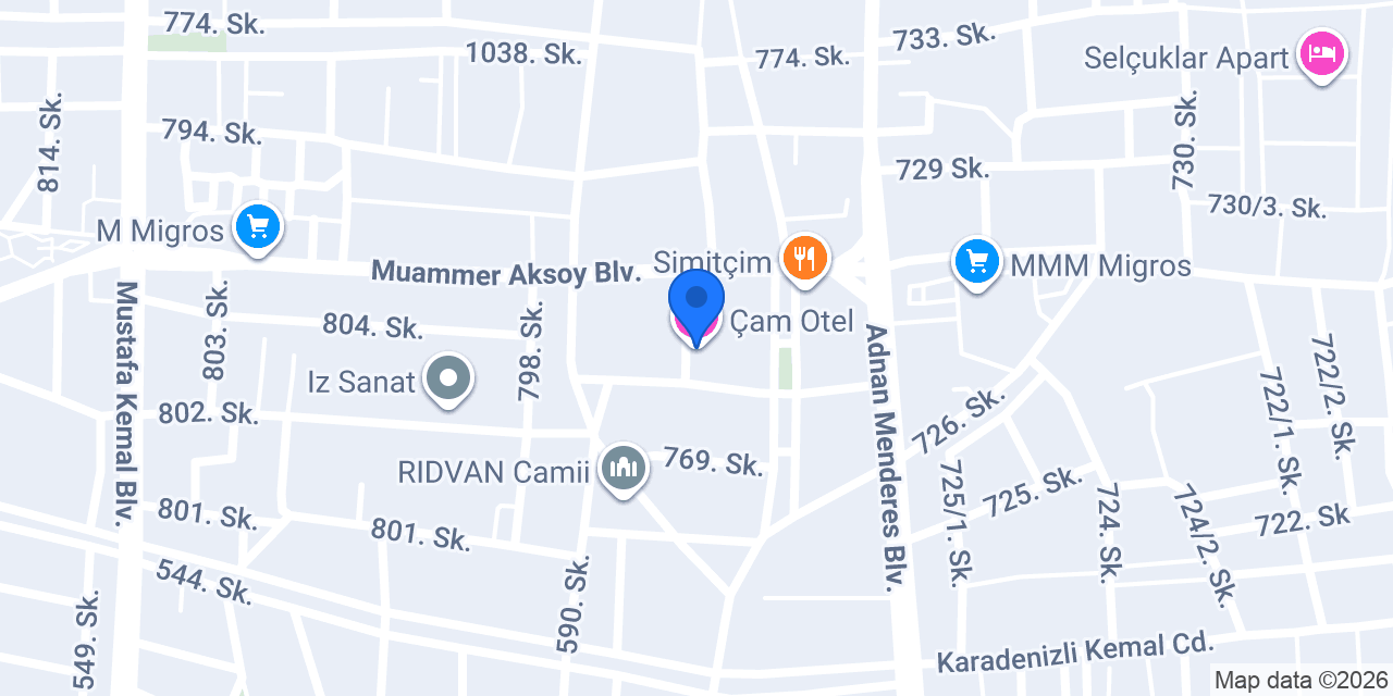 Çam Otel konumu