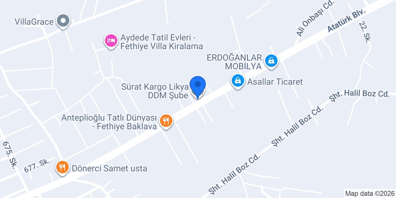 Sürat Kargo Likya DDM Şube konumu