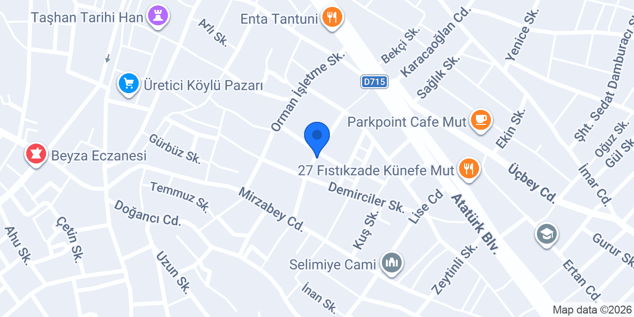 Mut İlçe Nüfus Müdürlüğü konumu