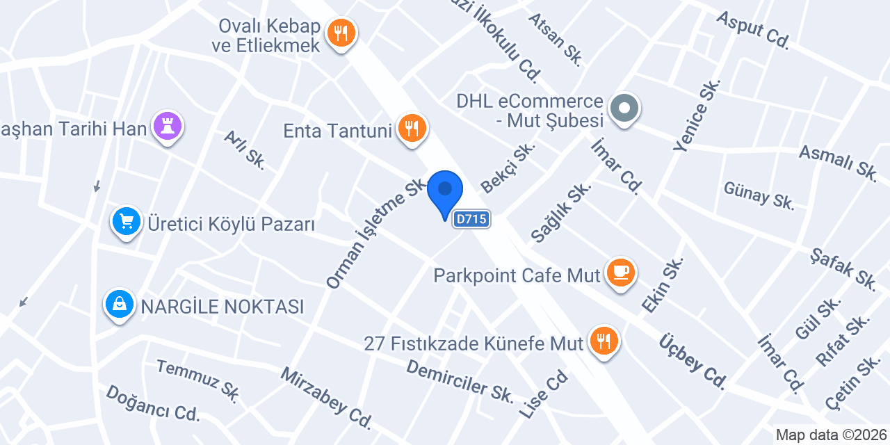 Mut Kaymakamlığı konumu