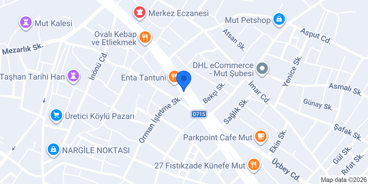 Ekincioğlu Pastanesi Mut konumu