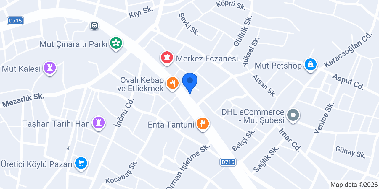 Ziraat Bankası Mut/Mersin Şubesi konumu
