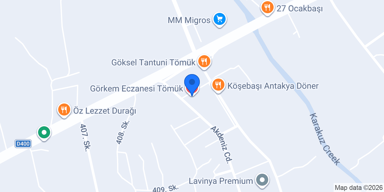 Görkem Eczanesi Tömük konumu