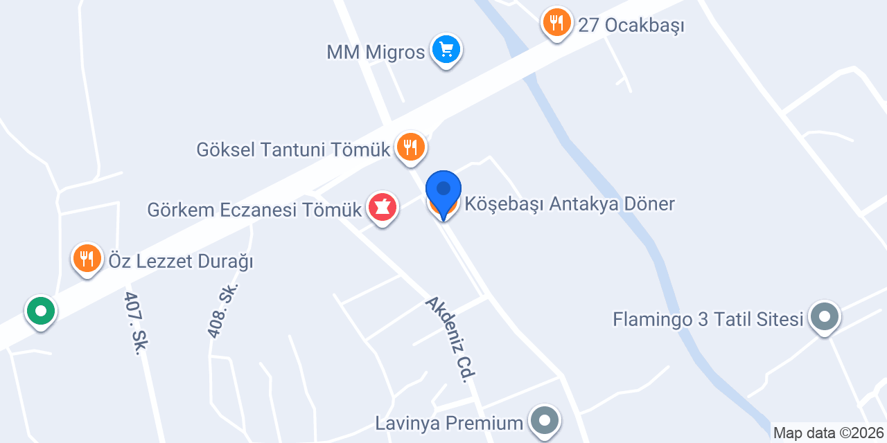 Köşebaşı Antakya Döner konumu