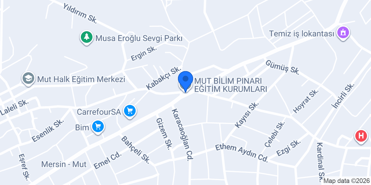 MUT BİLİM PINARI EĞİTİM KURUMLARI konumu