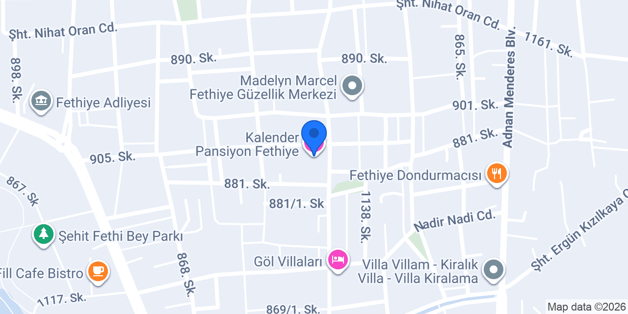 Kalender Pansiyon Fethiye konumu