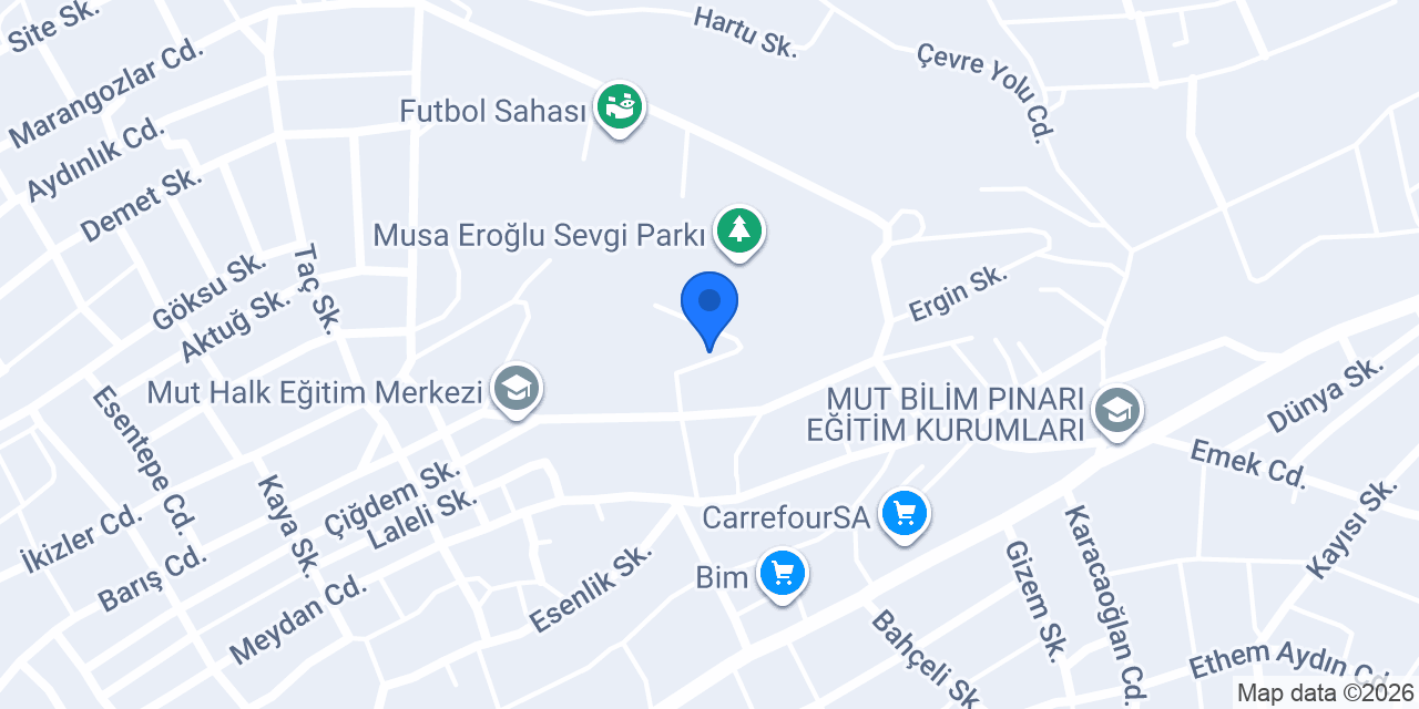 Mut Belediyesi Park ve Bahçeler Müdürlüğü konumu