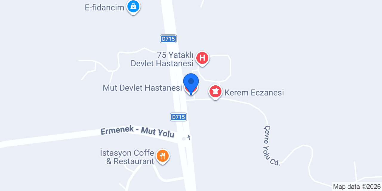 Mut Devlet Hastanesi konumu