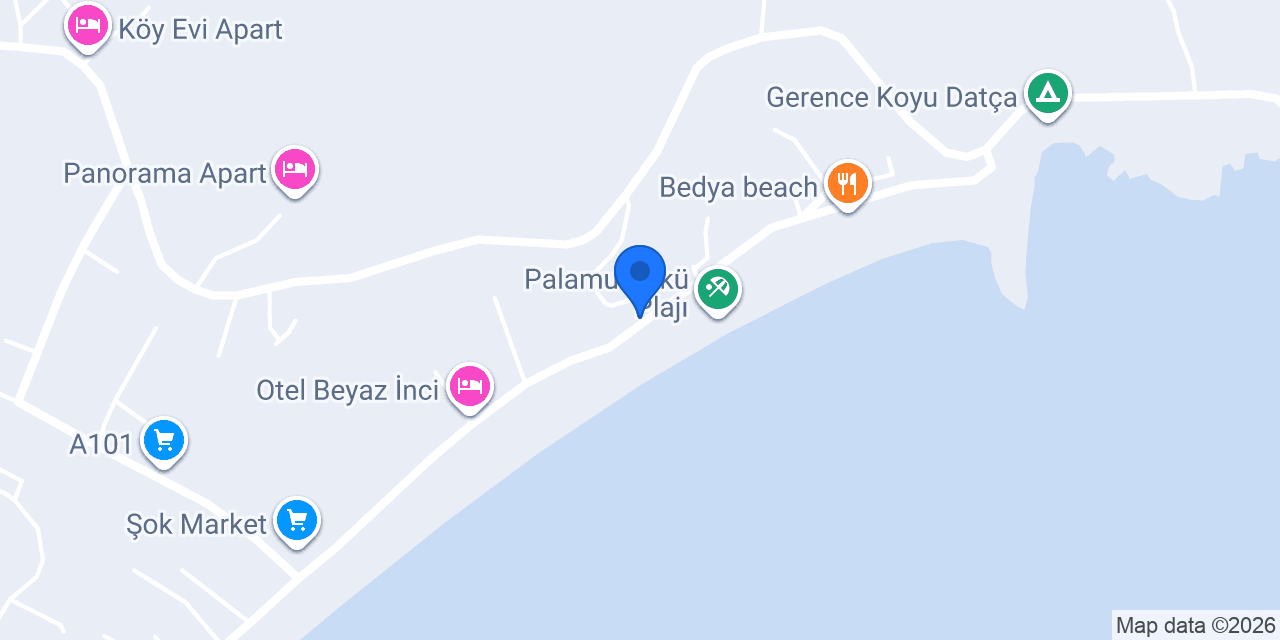 Otel Mavi Beyaz Palamutbükü Butik Otel konumu
