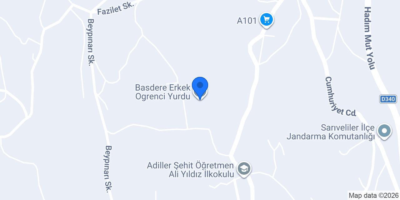 Basdere Erkek Ogrenci Yurdu konumu