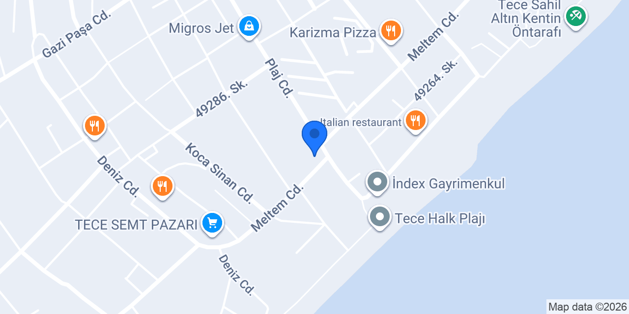 Tece Plaj Market konumu