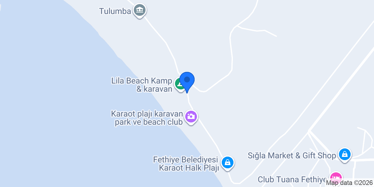 Fethiye caravan cadir camp karaot plaji konumu