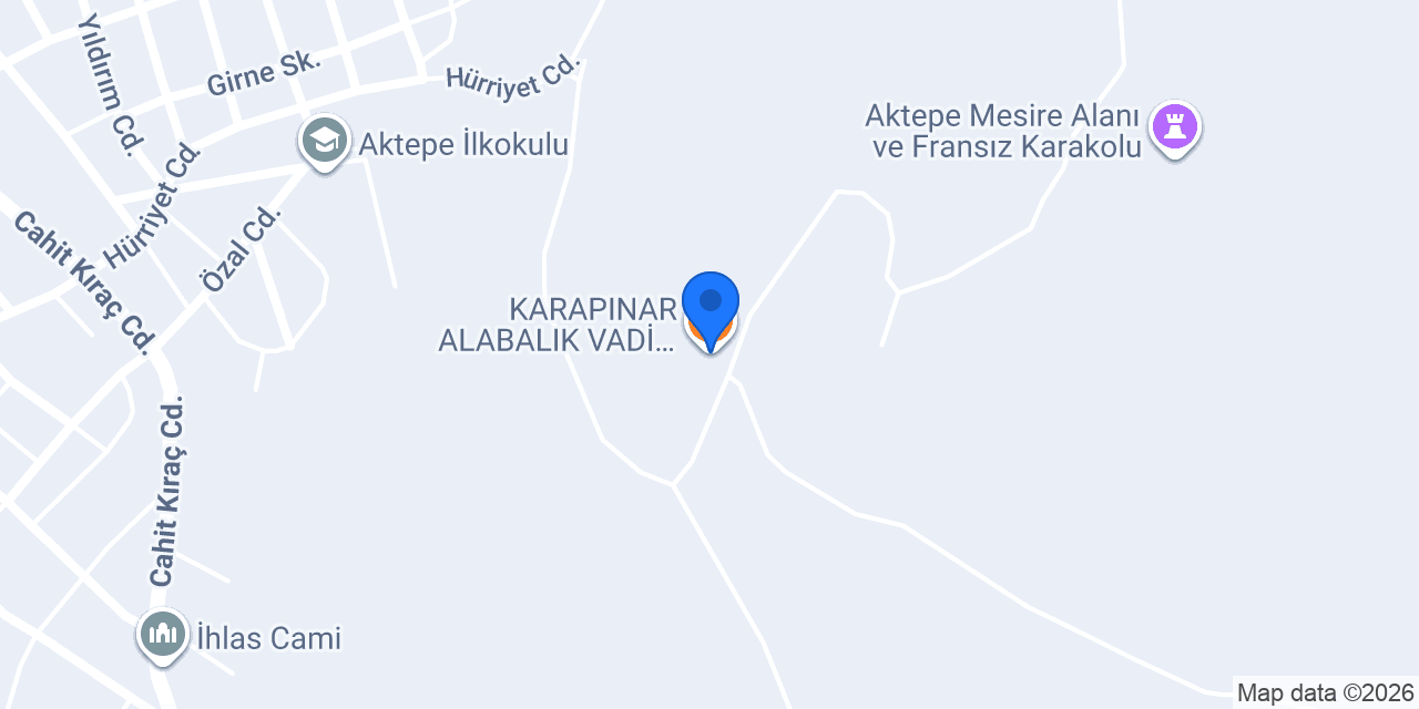 KARAPINAR ALABALIK VADİ RESTURANT MUSTAFANIN YERİ konumu