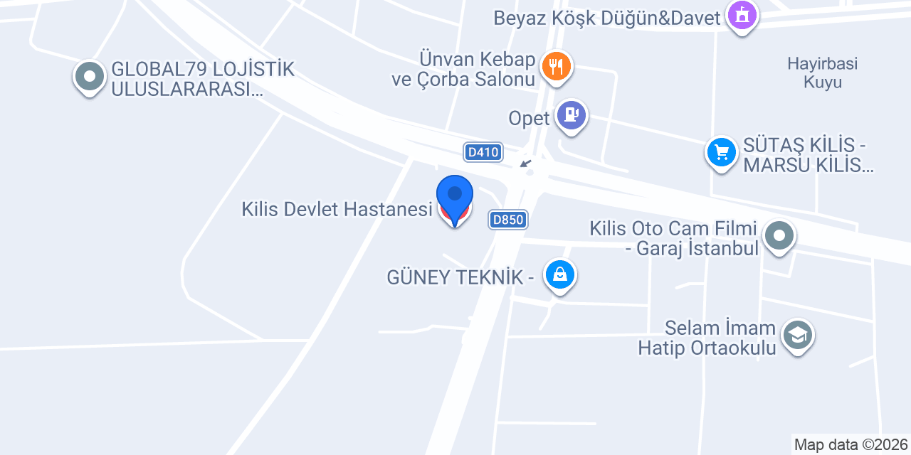 Kilis Devlet Hastanesi konumu