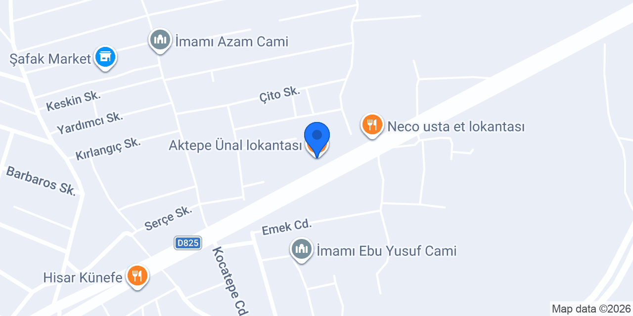 Aktepe Ünal lokantası konumu