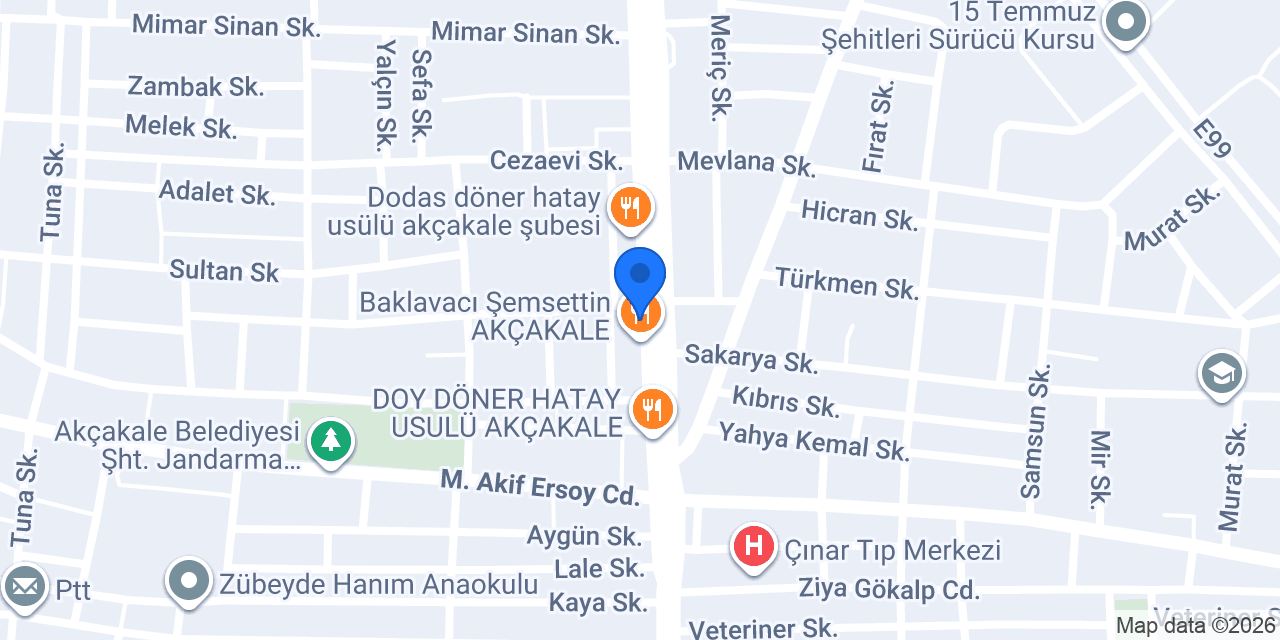 Urfa çıtır baklava Akçakale Şubesi konumu