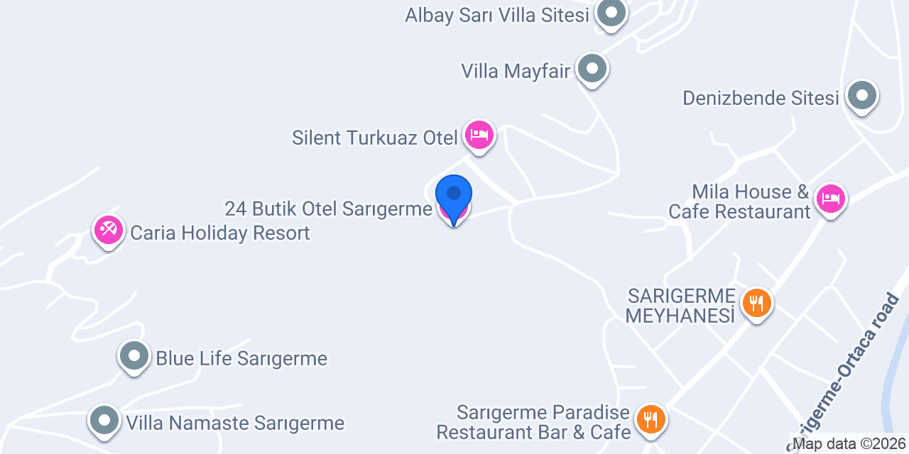 24 Butik Otel Sarıgerme konumu