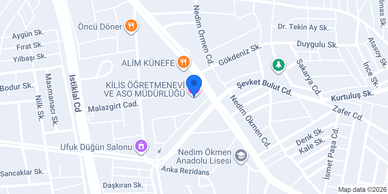 KİLİS ÖĞRETMENEVİ VE ASO MÜDÜRLÜĞÜ konumu