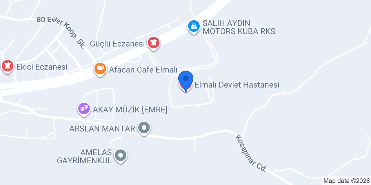 Elmalı Devlet Hastanesi konumu