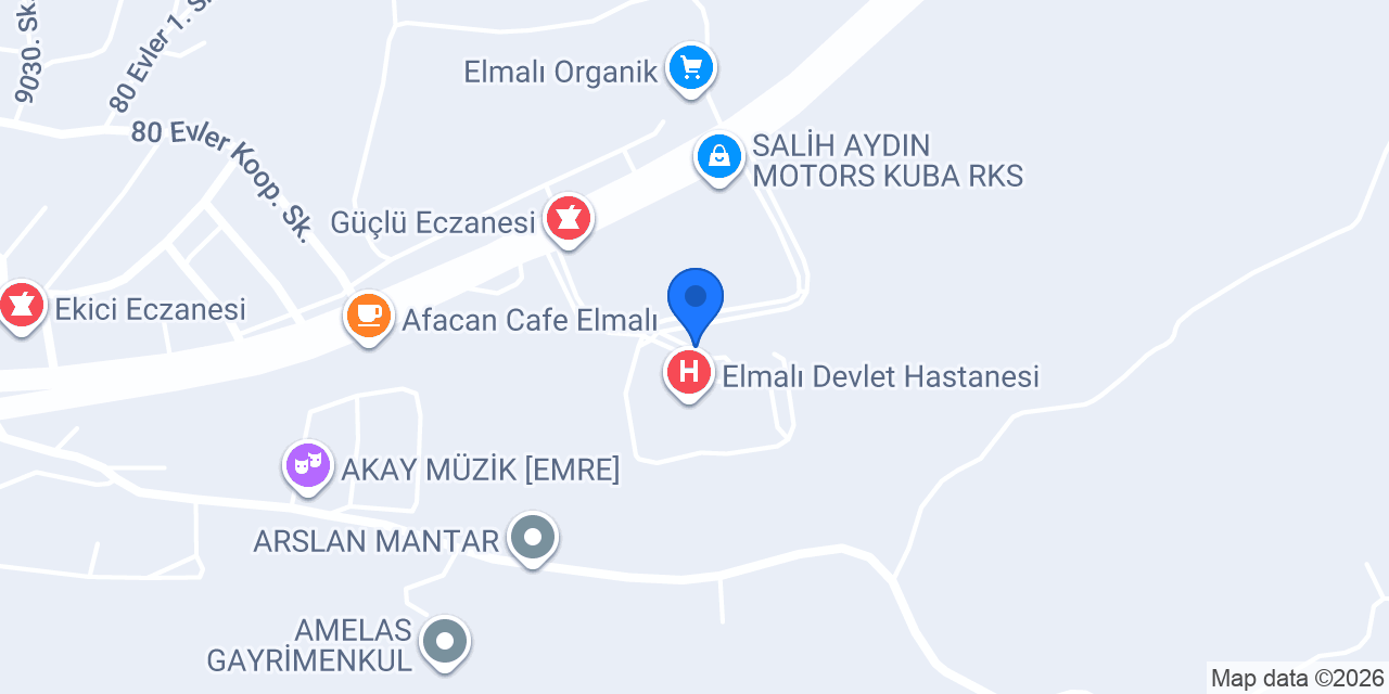 Elmalı Hastane Taksi konumu