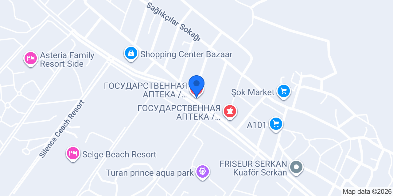 ГОСУДАРСТВЕННАЯ АПТЕКА / APOTHEKE / PHARMACY / VUSLAT ECZANESİ / АПТЕКА / PHARMACIES konumu