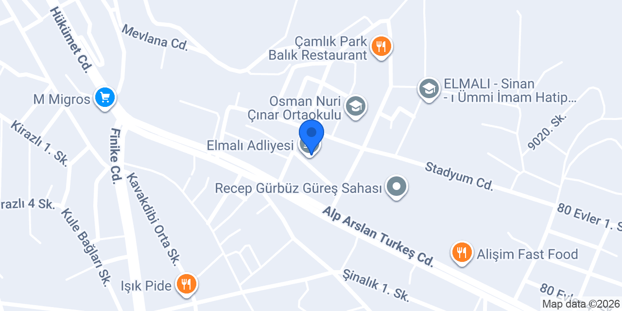 Elmalı Adliyesi konumu