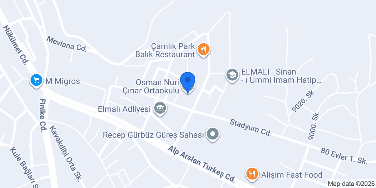 Osman Nuri Çınar Ortaokulu konumu
