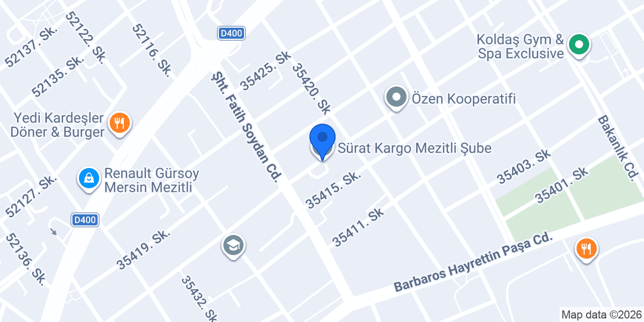 Sürat Kargo Mezitli Şube konumu