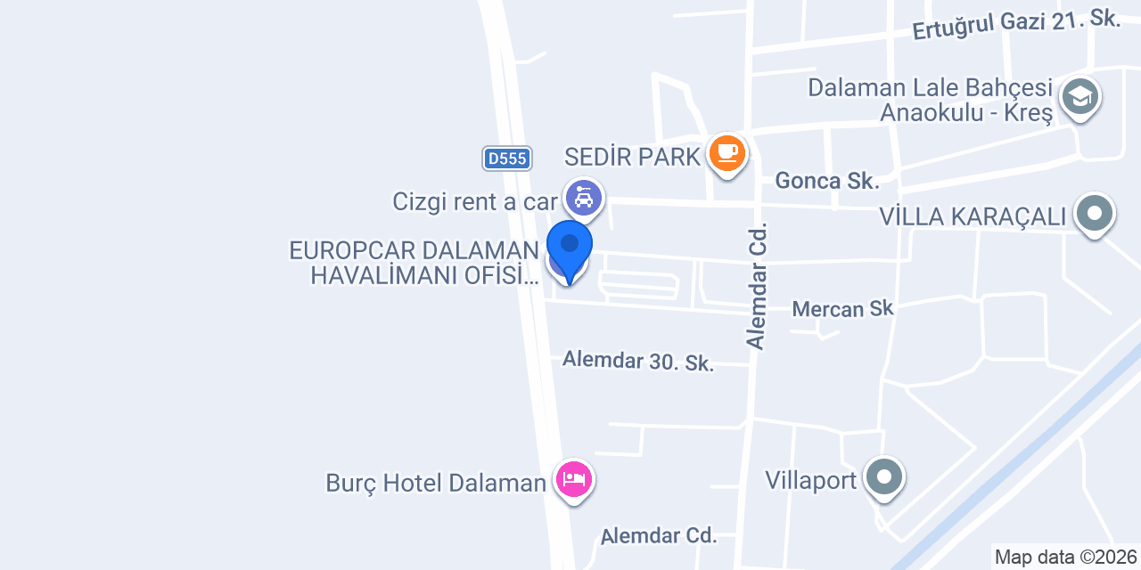 WindyCar Dalaman Havalimanı Ofisi konumu