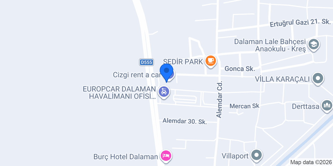 Goldcar Dalaman Havalimanı konumu