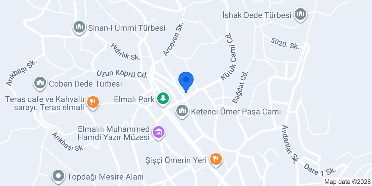 Elmalı Tarihi Bey Hamamı konumu