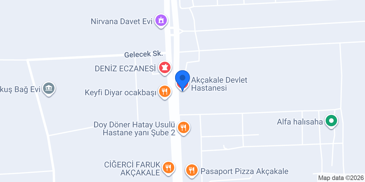 Akçakale Devlet Hastanesi konumu