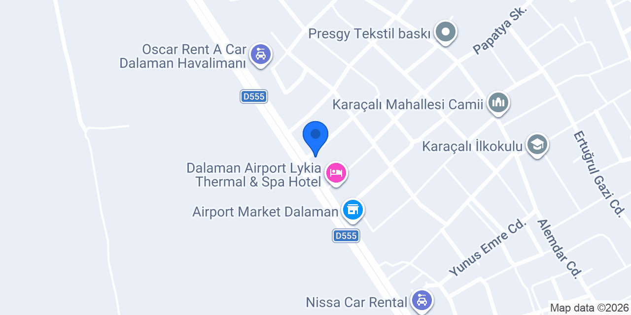 Vali Car Rental Dalaman konumu