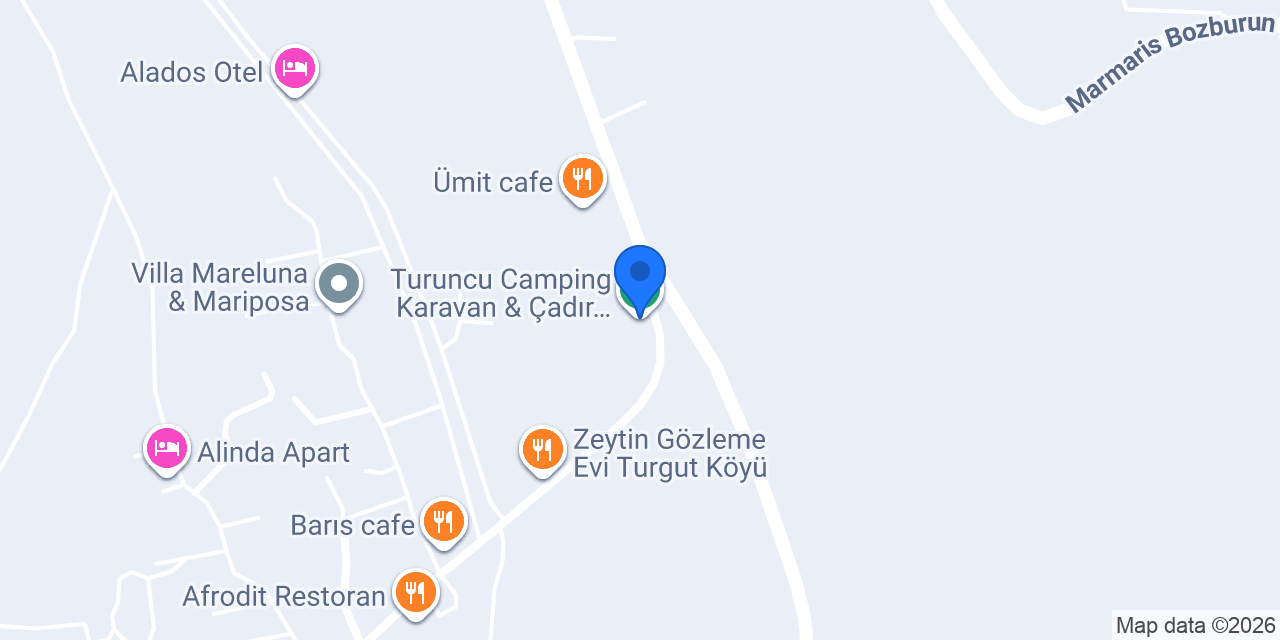 Turuncu Camping Karavan & Çadır Kamp Alanı Marmaris konumu