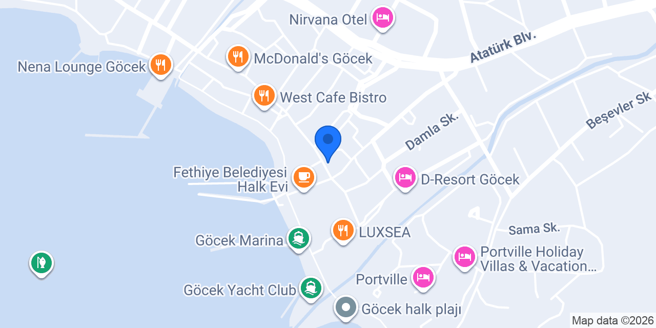 Sultan Patisserie Göcek konumu