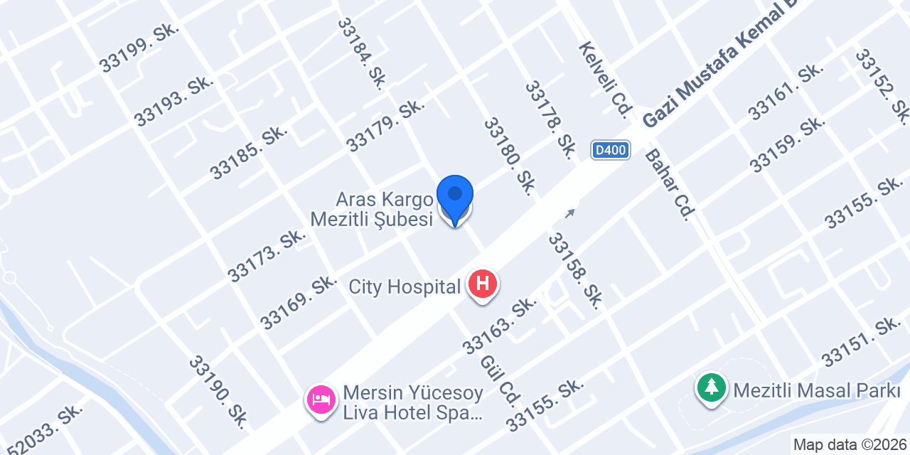 Aras Kargo Mezitli Şubesi konumu