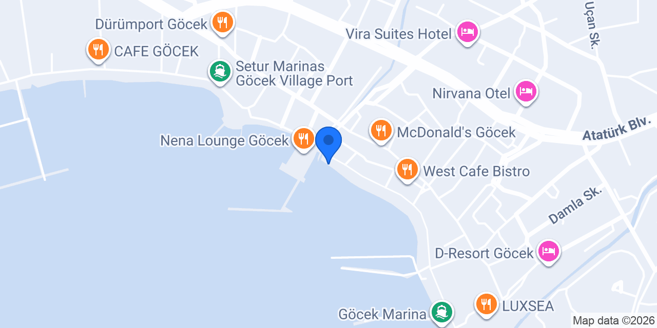 Blue Melody Göcek 12 Adalar Tekne Turu konumu