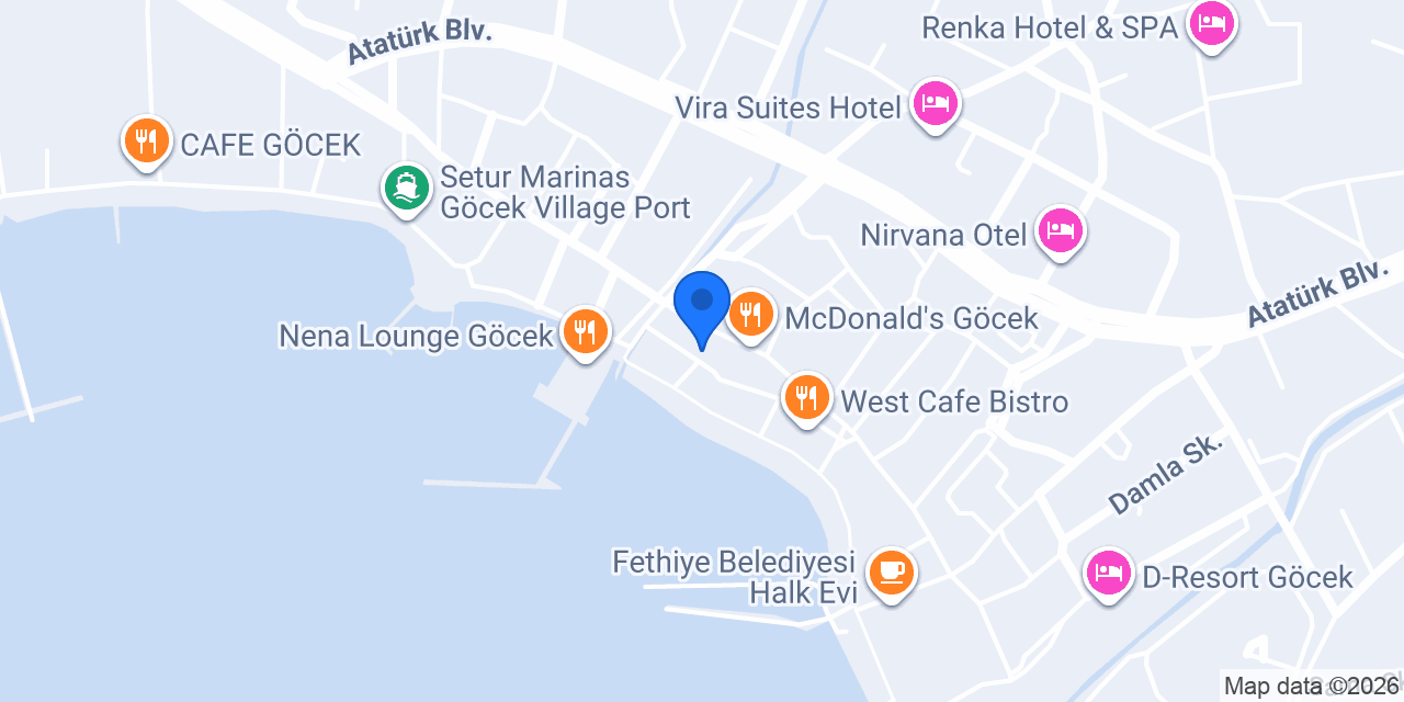 Göcek Ünlü Otel konumu