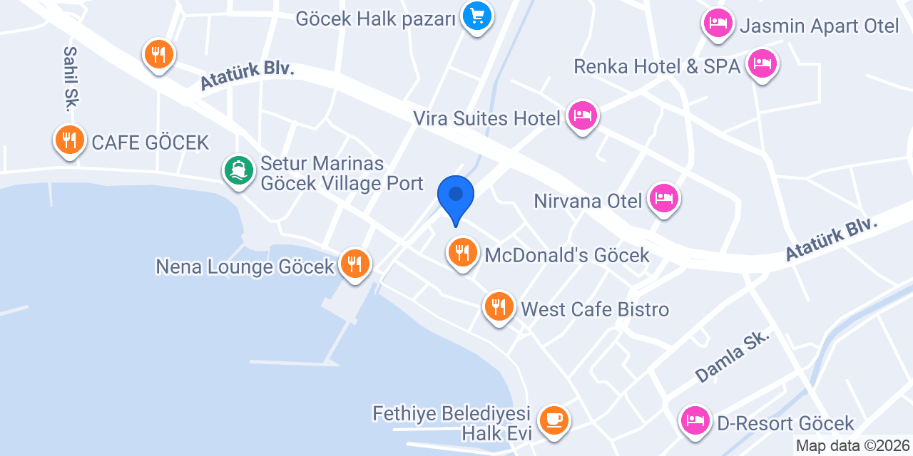 Türkiye İş Bankası Göcek/Muğla Şubesi konumu