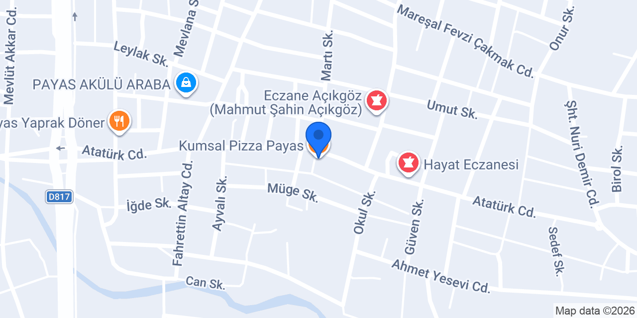 Kumsal Pizza Payas konumu