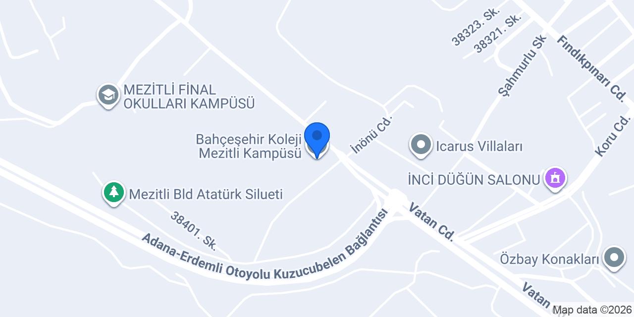 Bahçeşehir Koleji Mezitli Kampüsü konumu