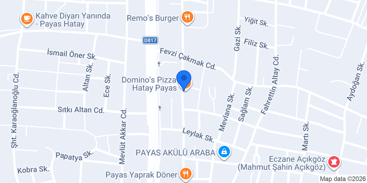 Çınar Döner Payas konumu