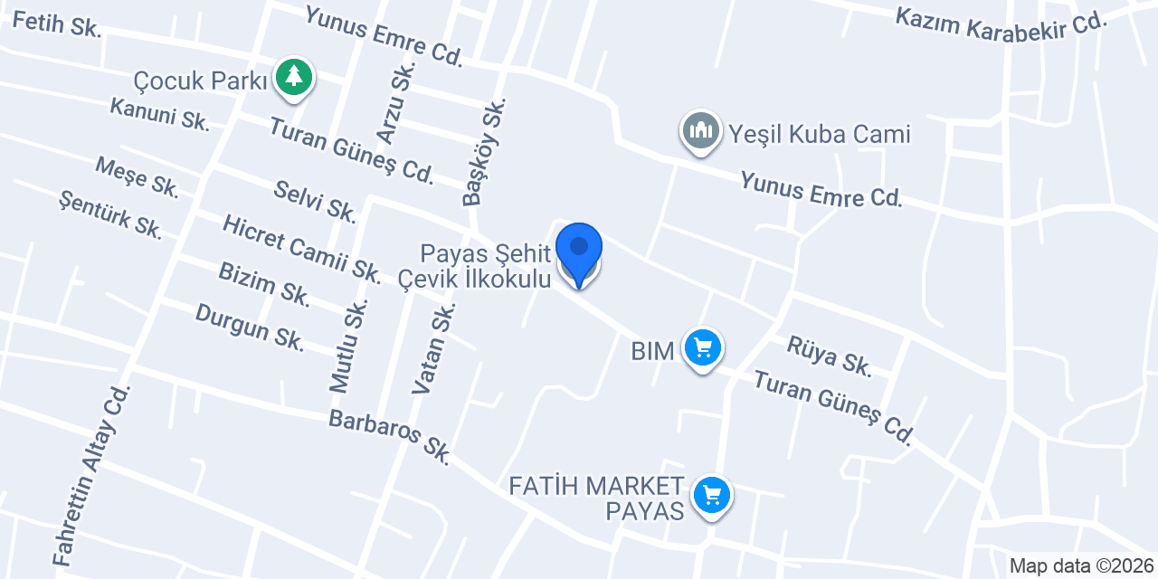 Payas Şehit Çevik İlkokulu konumu