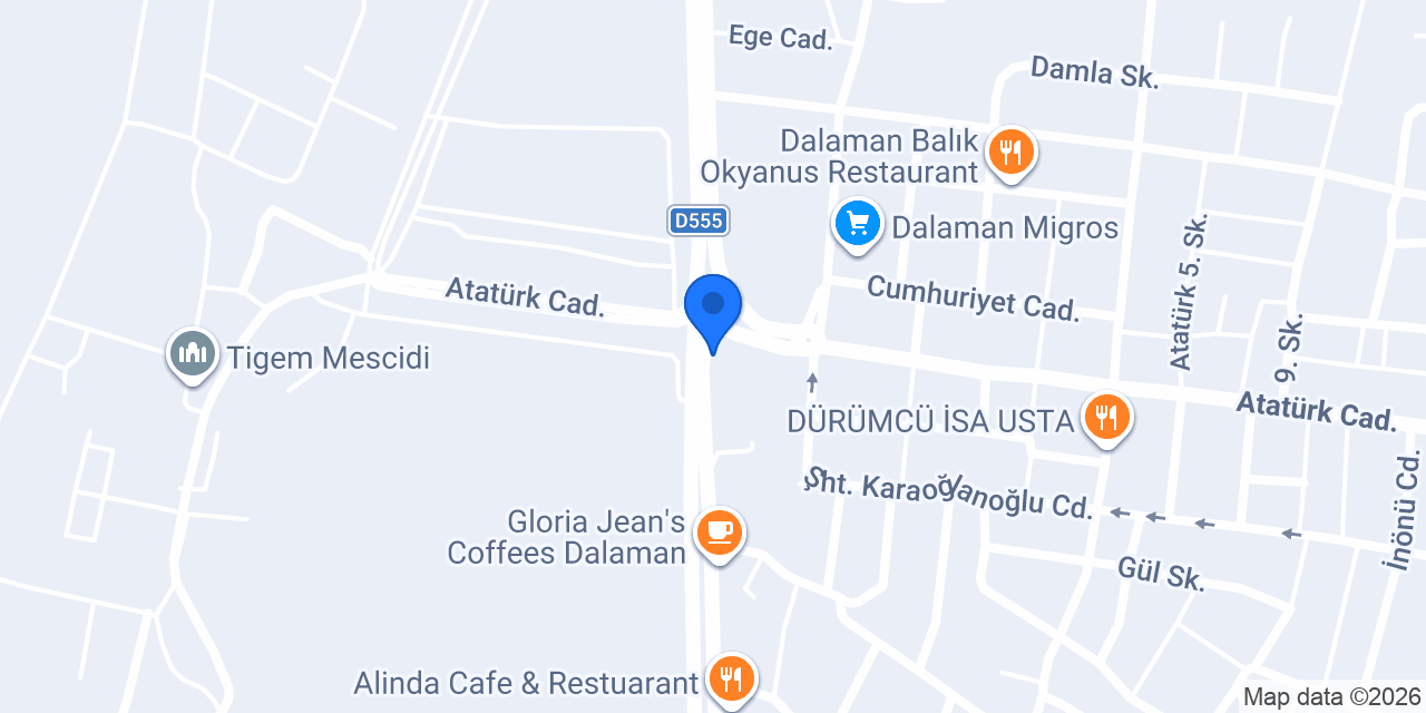 Yapı Kredi - Dalaman Şubesi konumu