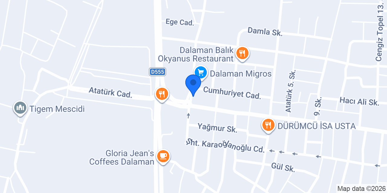 Garanti BBVA Dalaman Şubesi konumu
