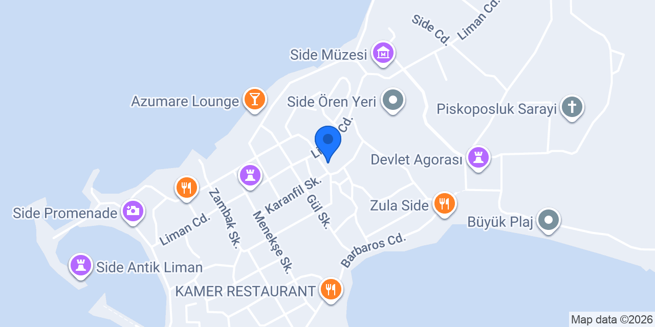DENİZ CAFE ANTİK SİDE konumu